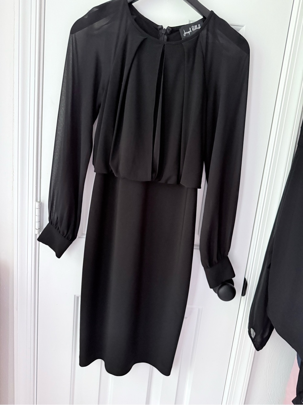 Joseph Ribkoff Black Long-Sleeve Layered Sheer Bodice Dress